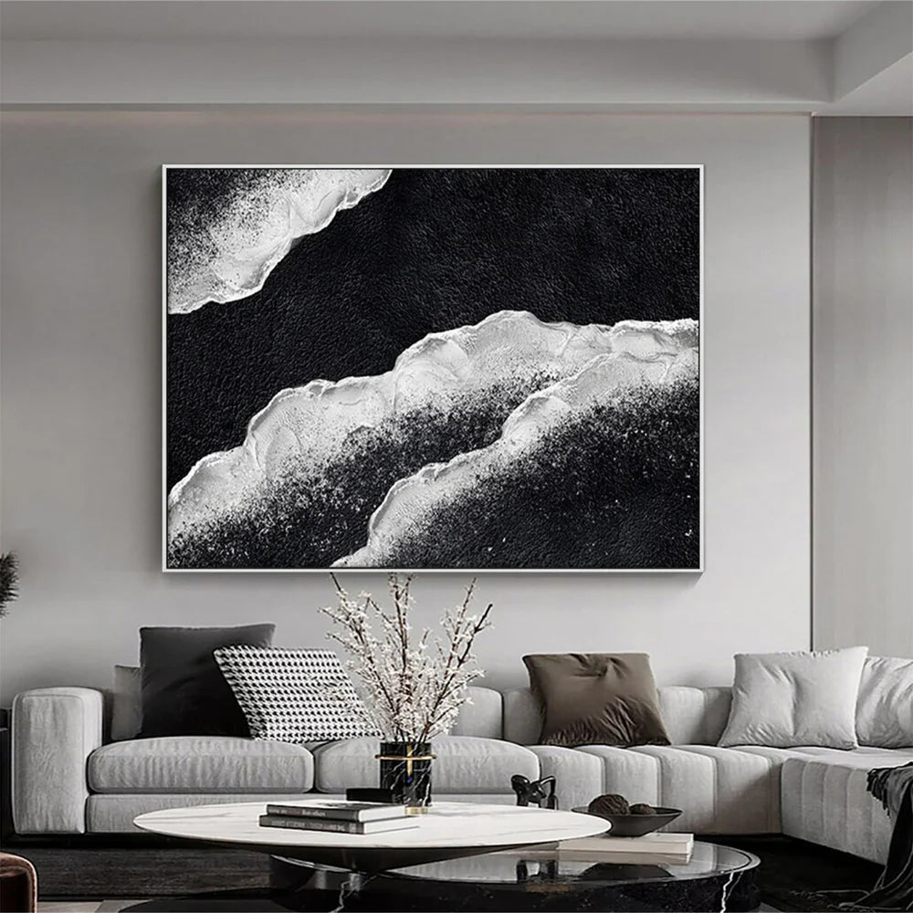 Black and White Minimalist Textured Wall Art #MT070