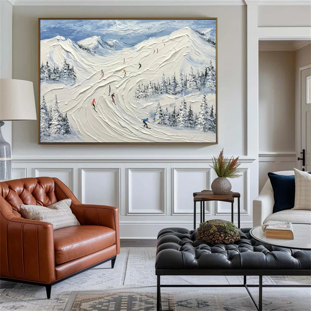 Skiing Sport Art Textured Canvas #PT011