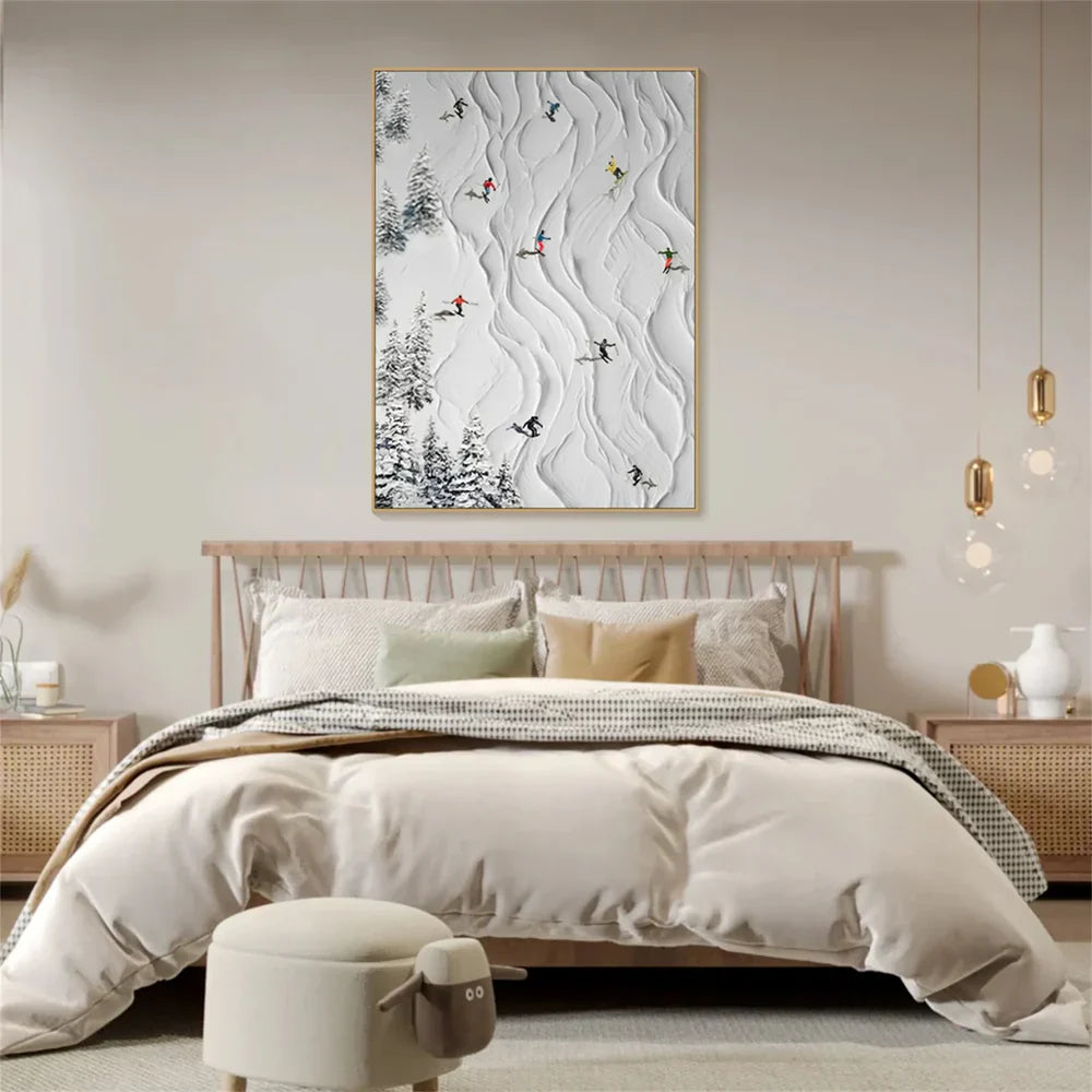 Skiing Sport Art Textured Canvas #PT012