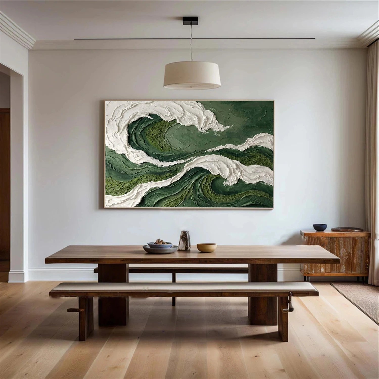 Green Abstract Textured Wall Art #AT156