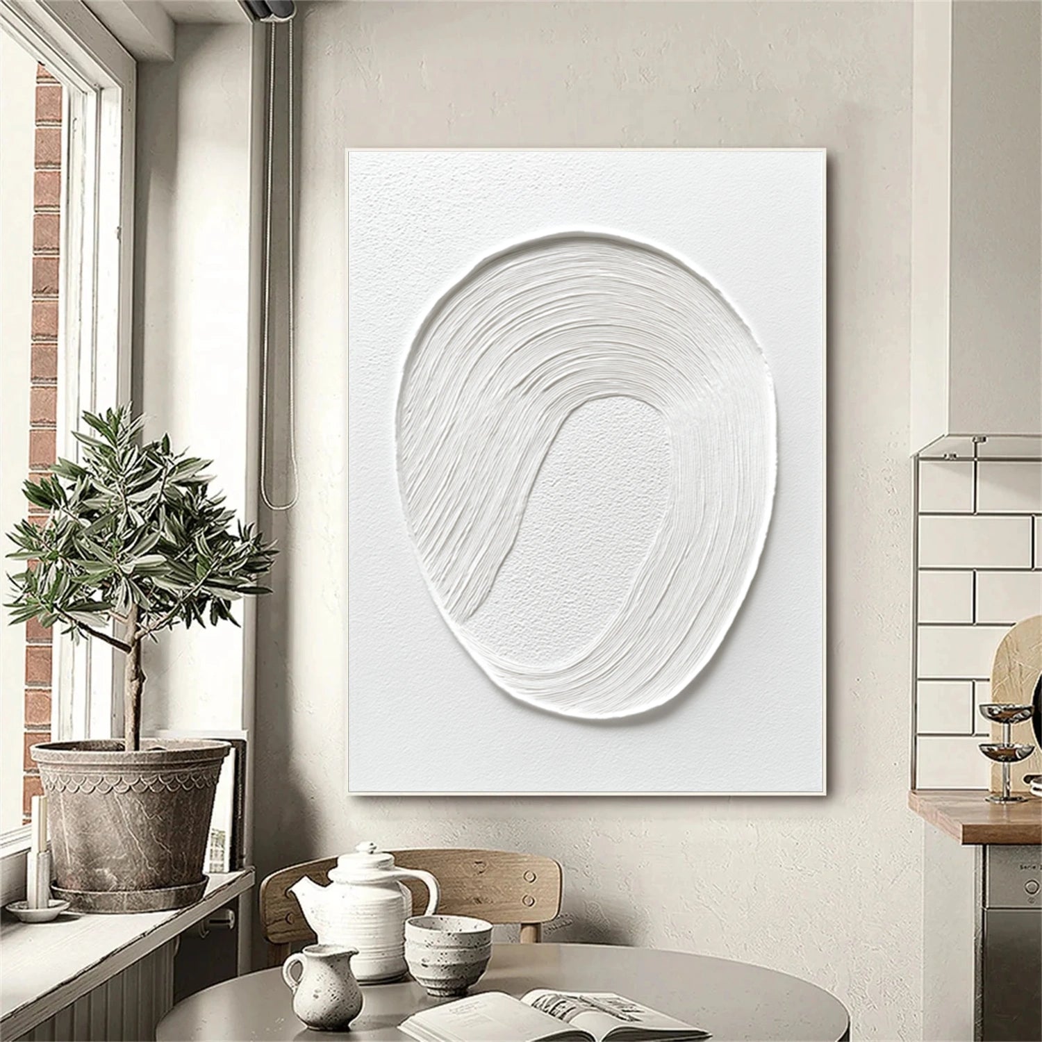 White Minimalist Textured Wall Art #MT137
