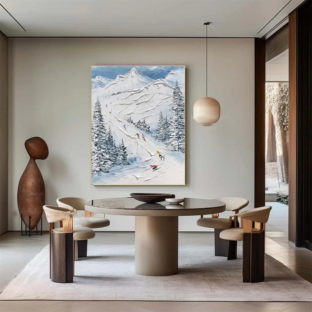 Skiing Sport Art Textured Canvas #PT020