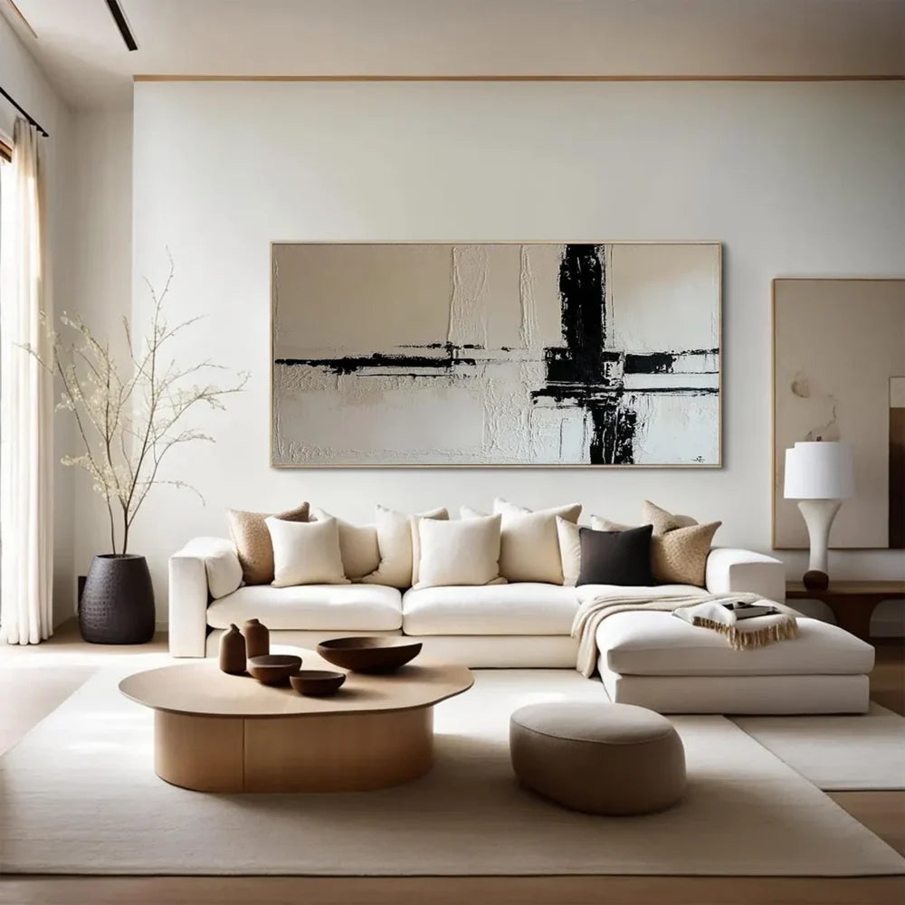 Black and White Minimalist Textured Wall Art #MT019