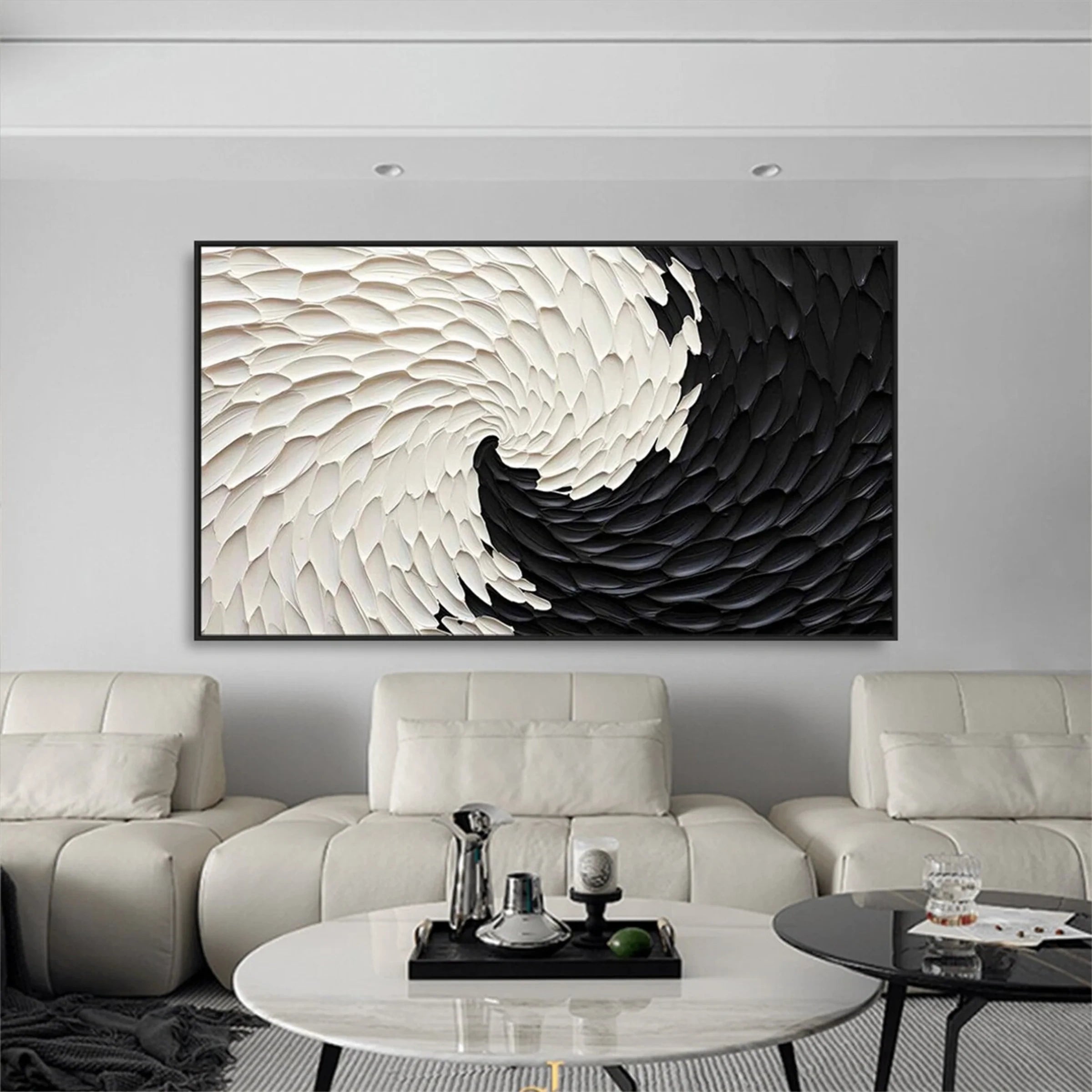 Black and White Minimalist Textured Wall Art #MT102