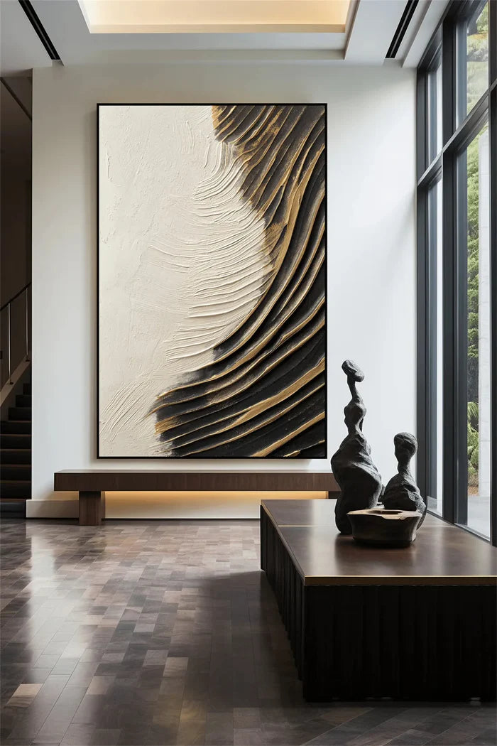 Black and White Minimalist Textured Wall Art #MT111