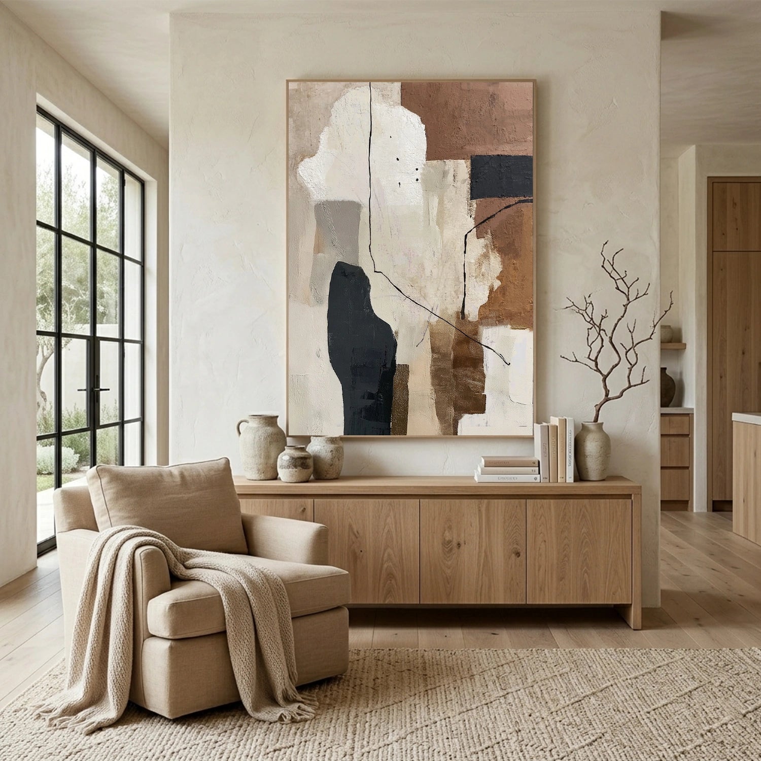 Beige and Brown Abstract Wall Art #AT177