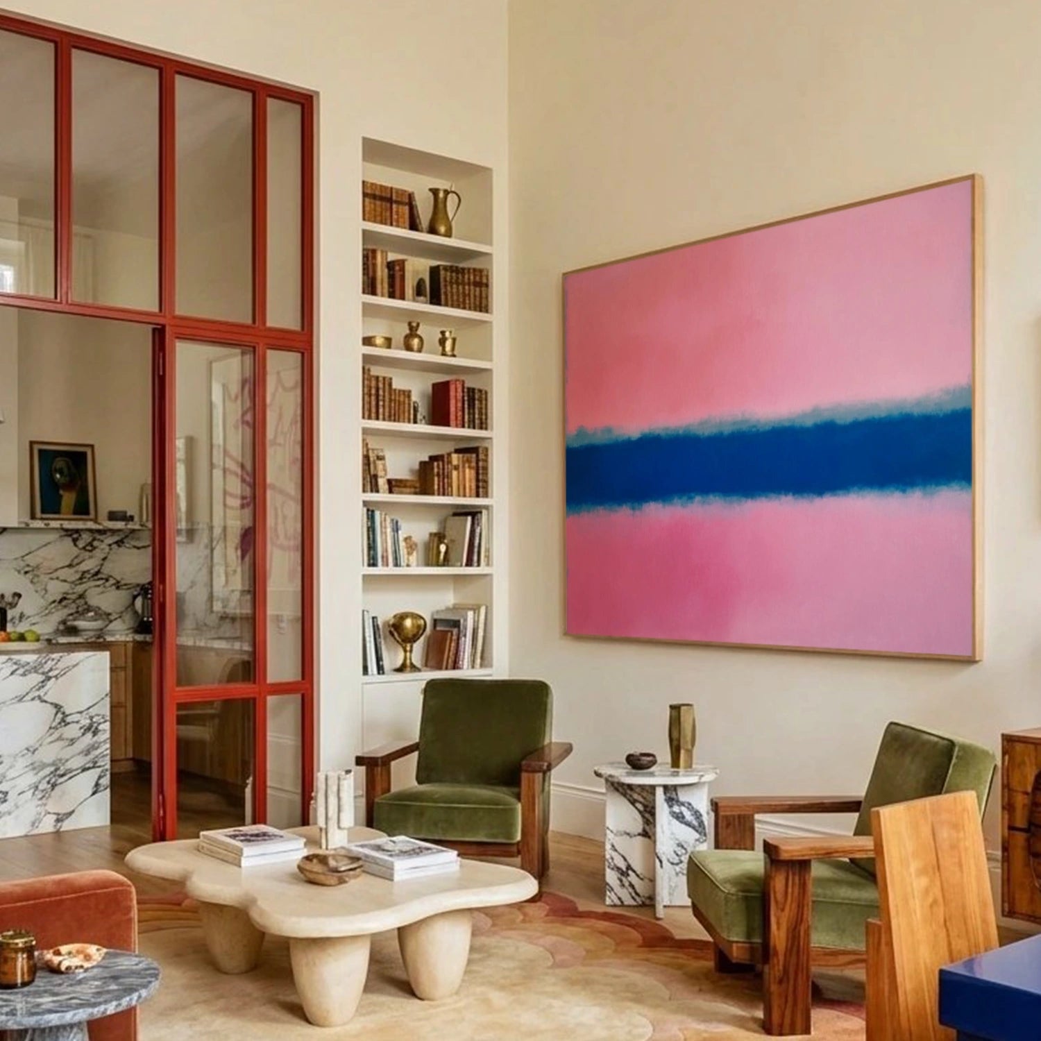 Pink and Blue Minimalist Wall Art #MT144