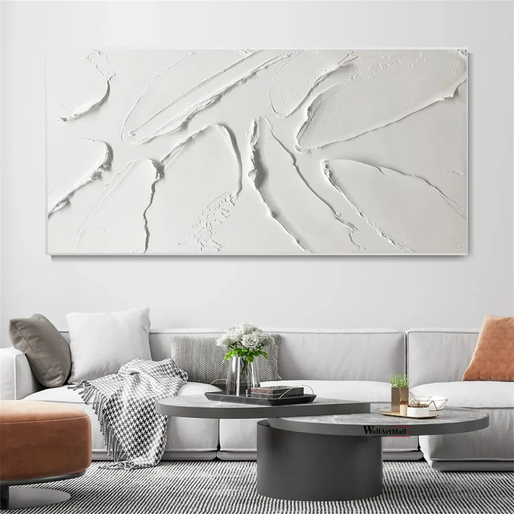 White Minimalist Textured Wall Art #MT127