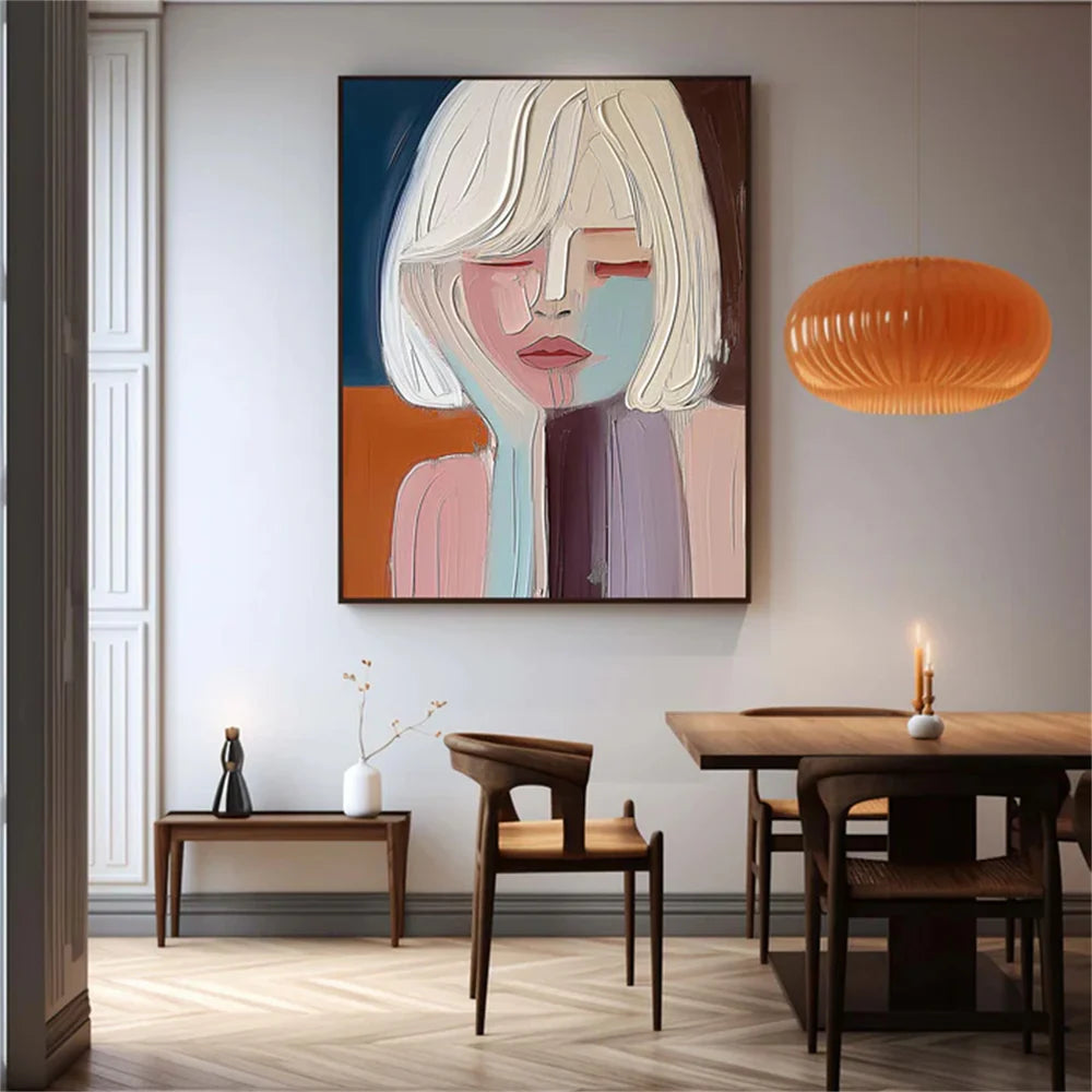 Abstract Portrait Textured Wall Art #PB002
