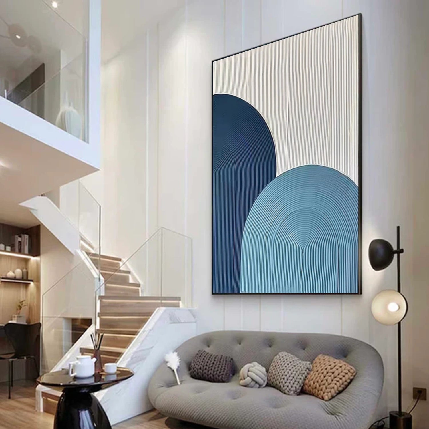 Blue and White Minimalist Wall Art #MT132