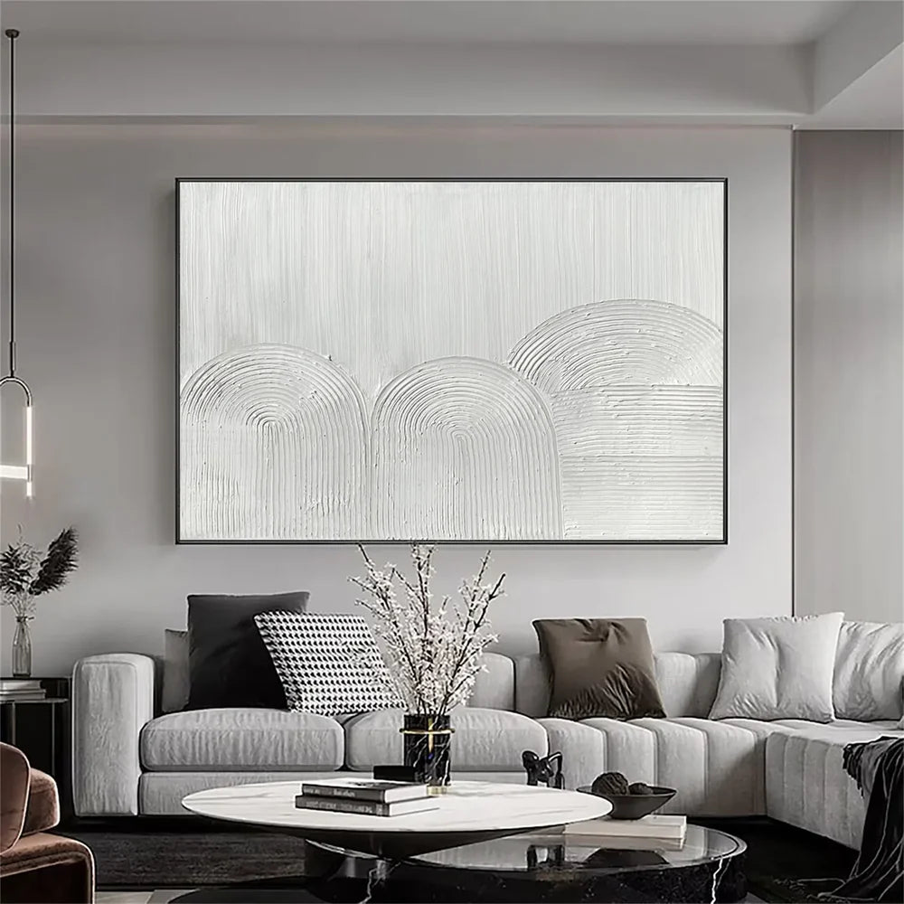 White Minimalist Textured Wall Art #MT126
