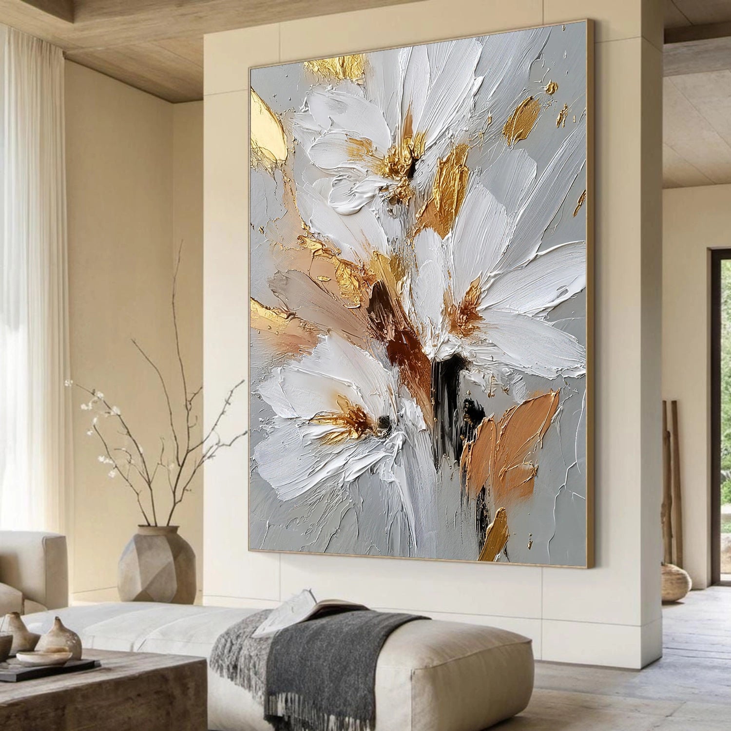 Flower & Tree Textured Abstract Wall Art #SF051