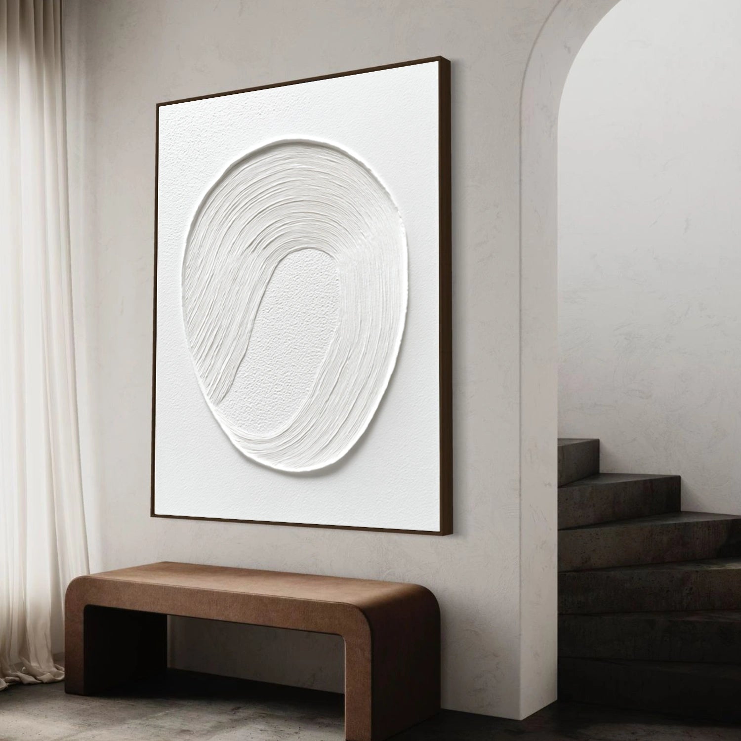 White Minimalist Textured Wall Art #MT137