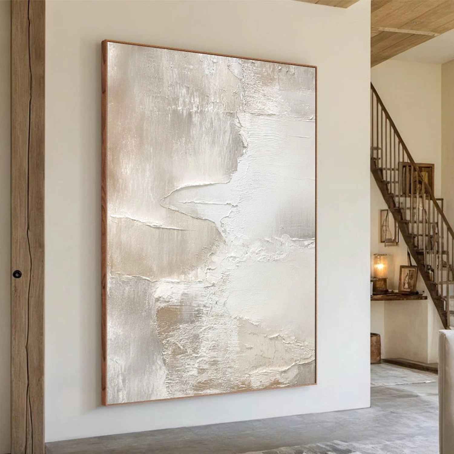 Beige and Brown Abstract Textured Wall Art #AT133