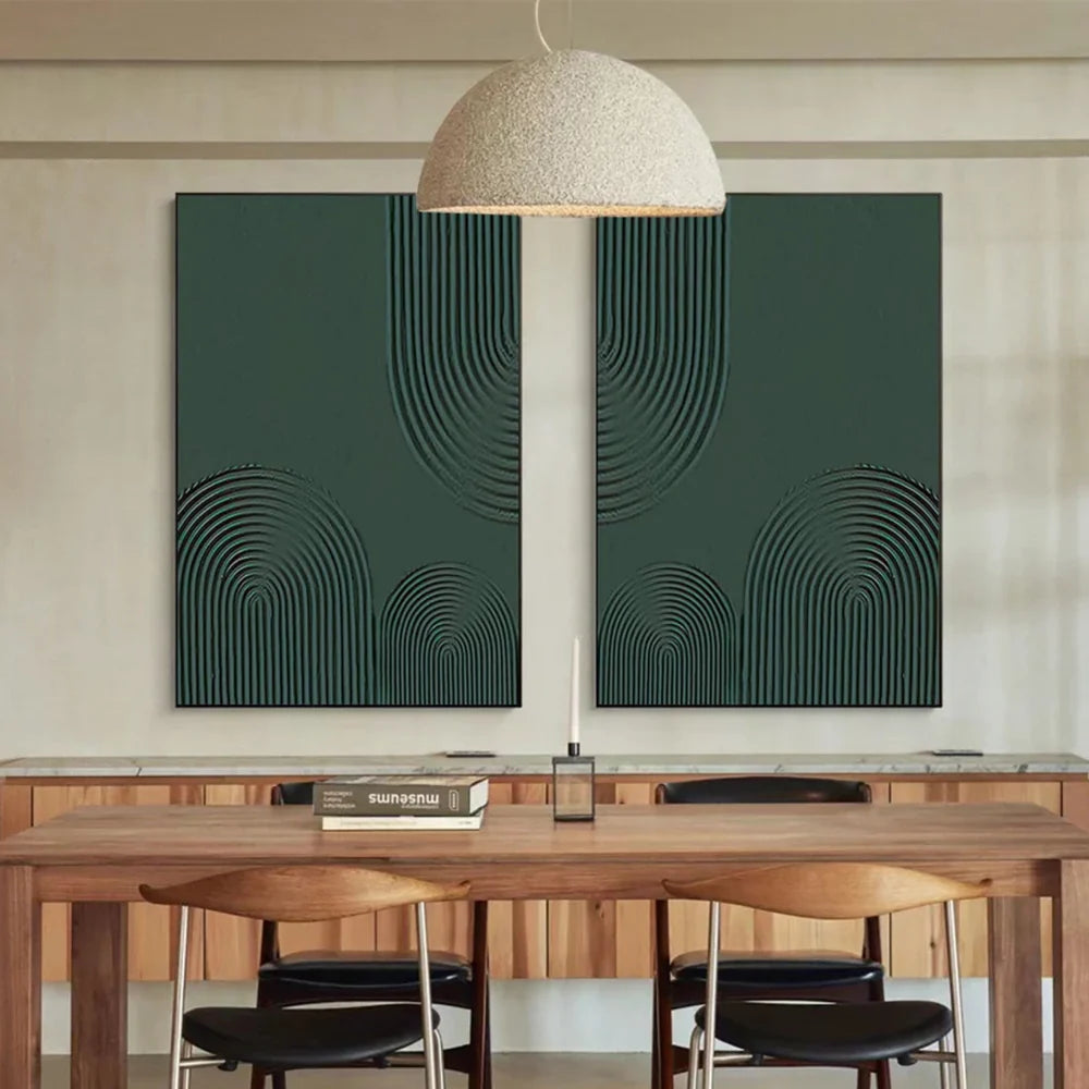 Green Minimalist Textured Wall Art Set of 2 #MT062