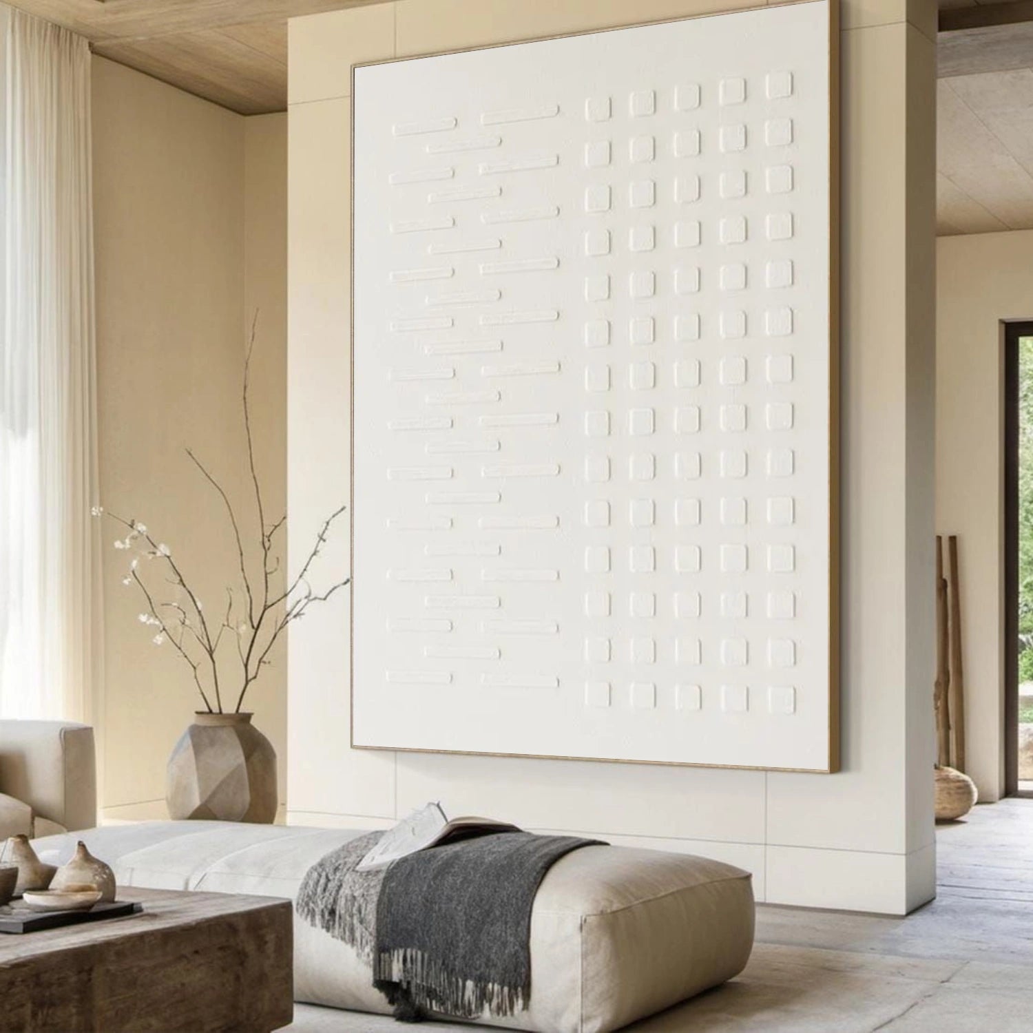 White Minimalist Textured Wall Art #MT140