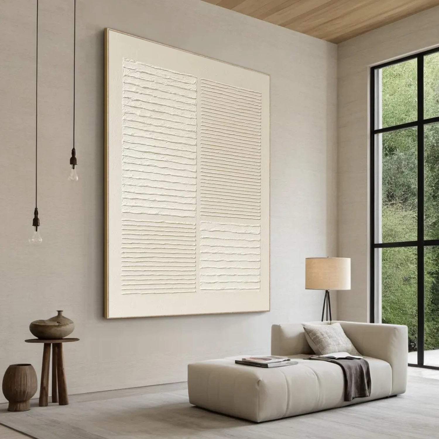 White Minimalist Textured Wall Art #MT141