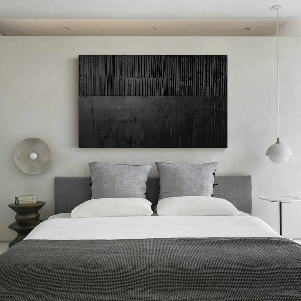 Black Minimalist Textured Wall Art #MT030