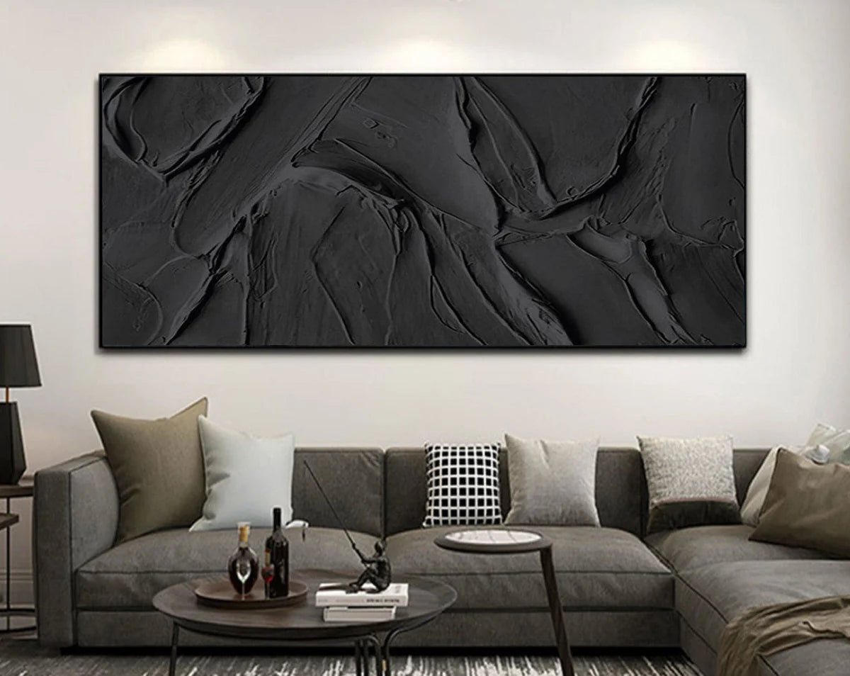 Black Minimalist Textured Wall Art #MT012