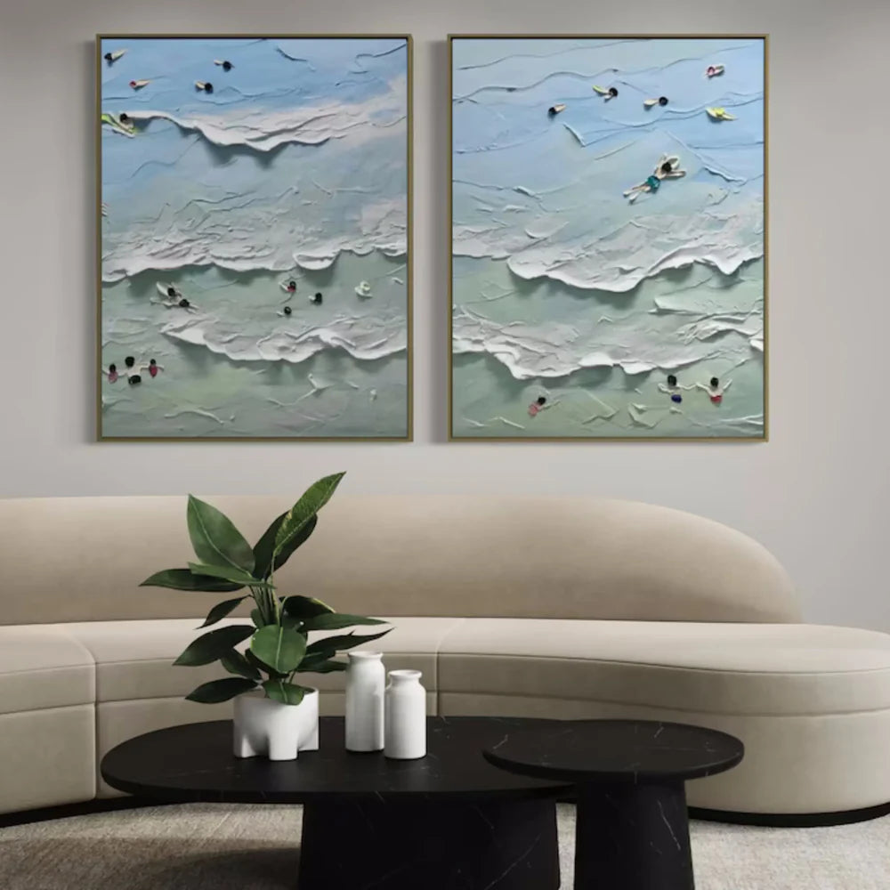 Swimming Sport Art Textured Canvas Set of 2 #PT027