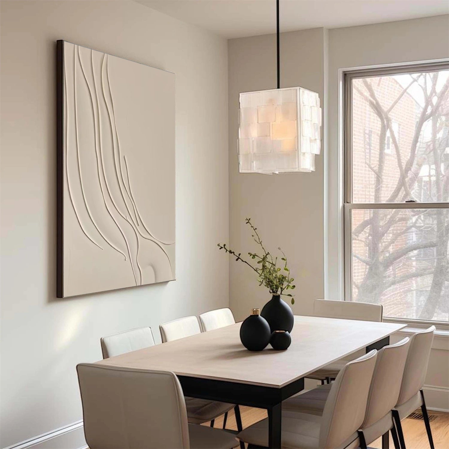 White Minimalist Textured Wall Art #MT139