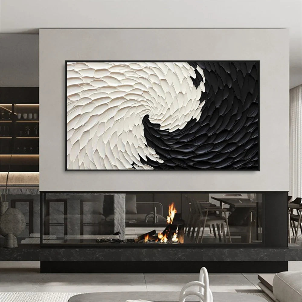Black and White Minimalist Textured Wall Art #MT102