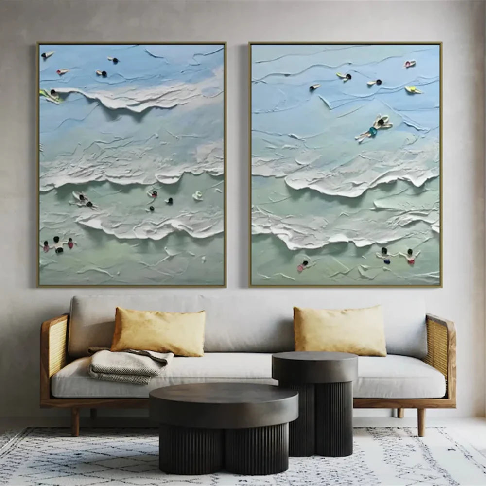 Swimming Sport Art Textured Canvas Set of 2 #PT027