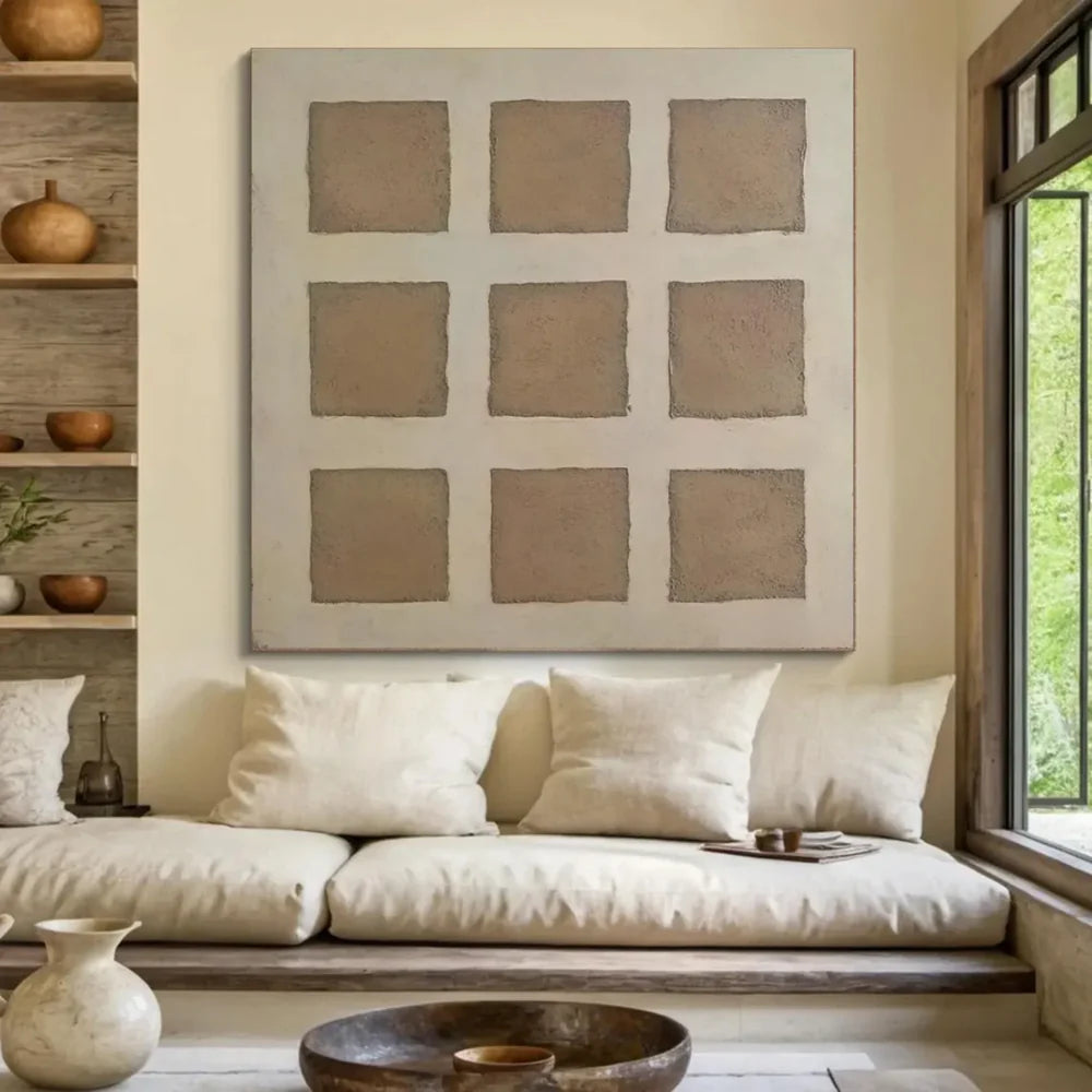 Beige & Brown Wabi Sabi Abstract Wall Art #WT040