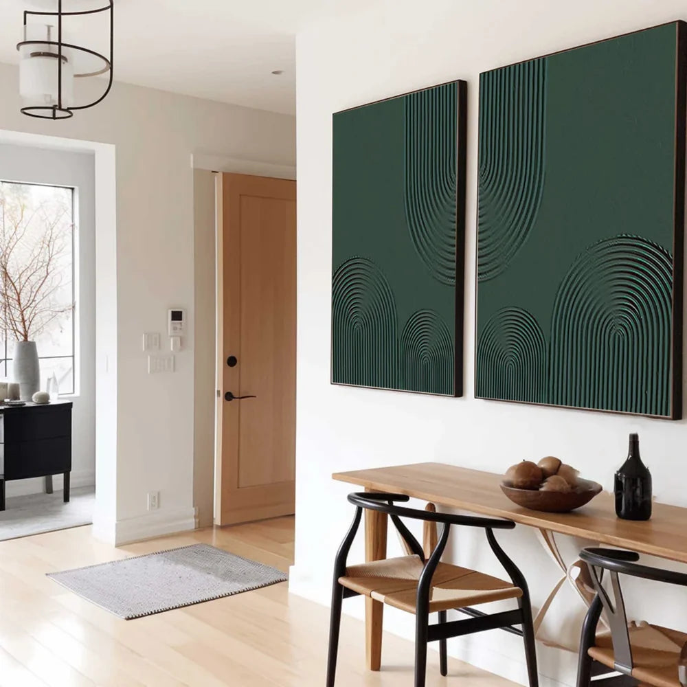 Green Minimalist Textured Wall Art Set of 2 #MT062