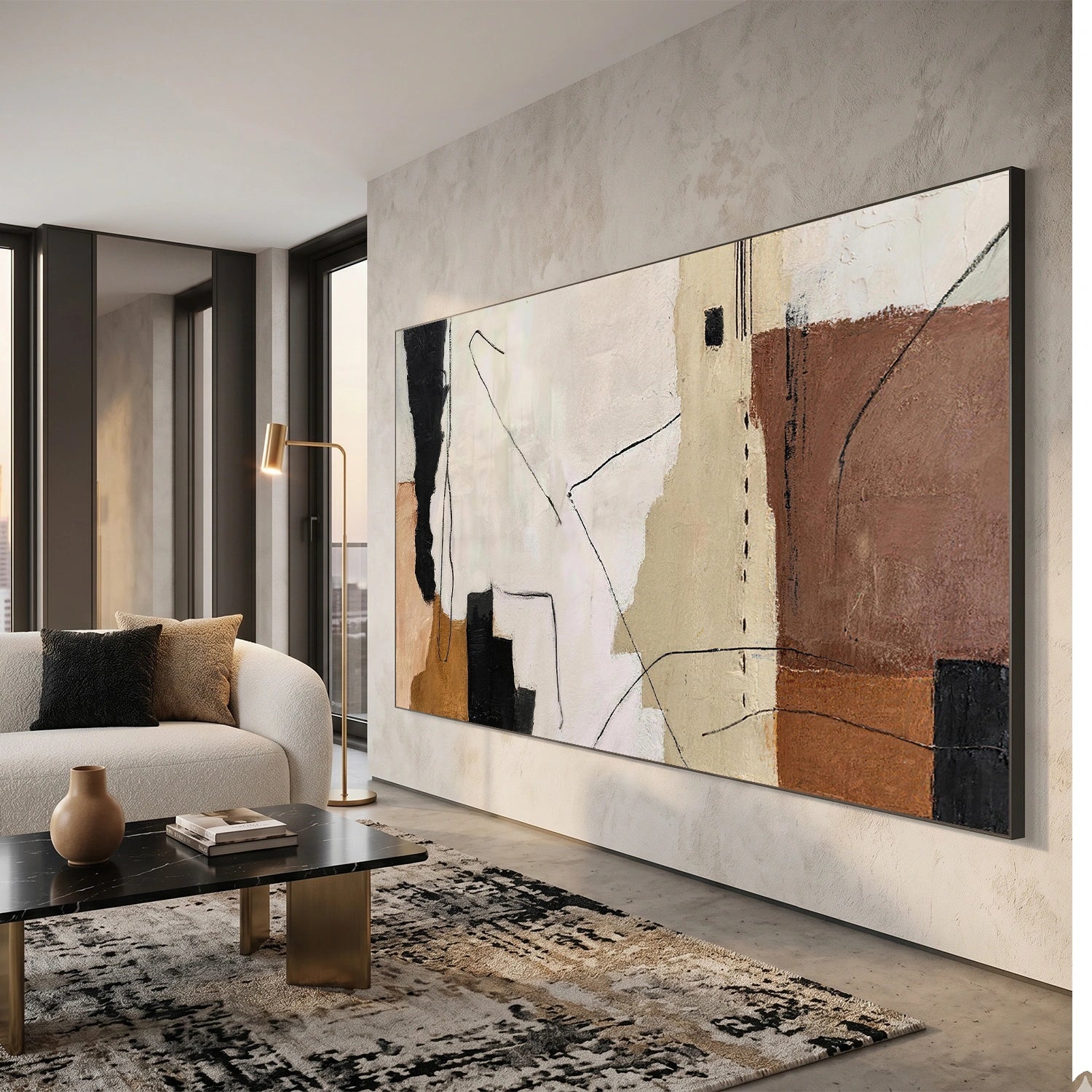 Beige and Brown Abstract Wall Art #AT178