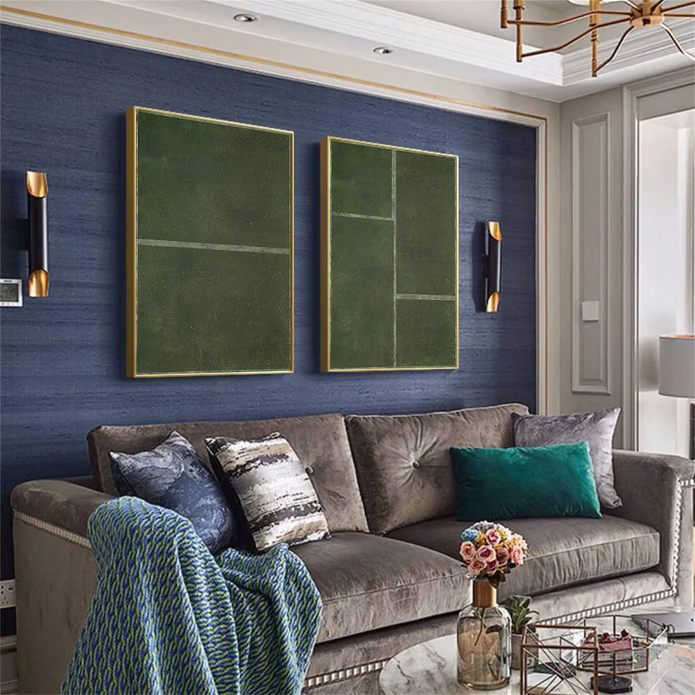 Green Minimalist Textured Wall Art Set of 2 #MT050