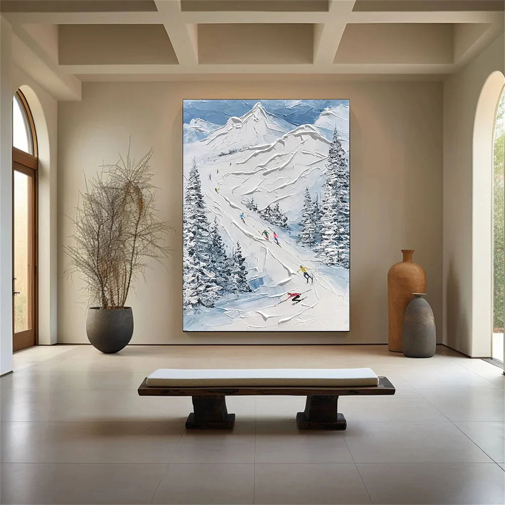Skiing Sport Art Textured Canvas #PT020