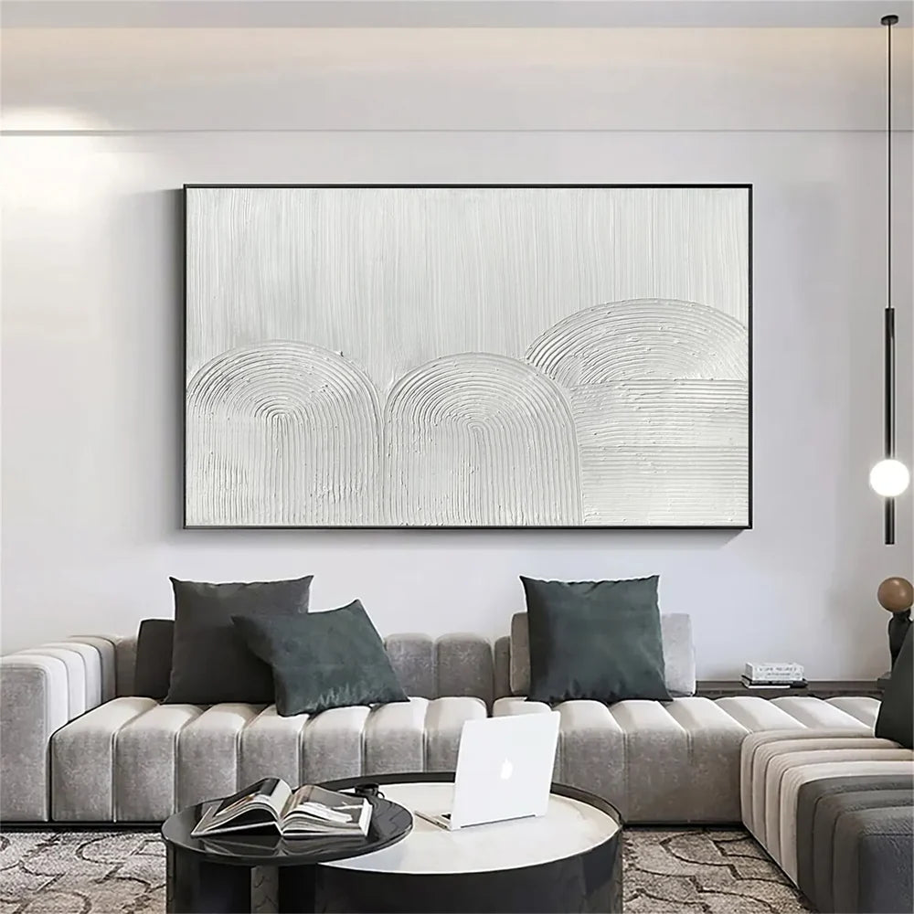 White Minimalist Textured Wall Art #MT126