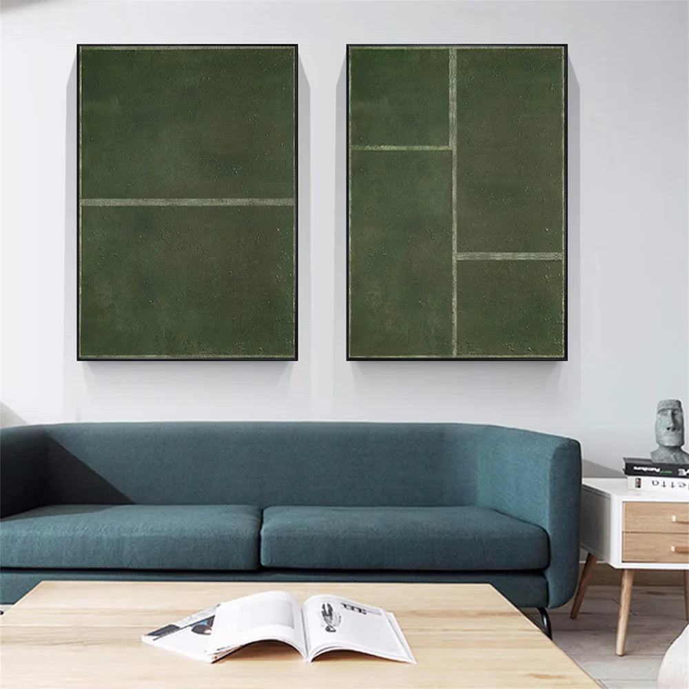 Green Minimalist Textured Wall Art Set of 2 #MT050