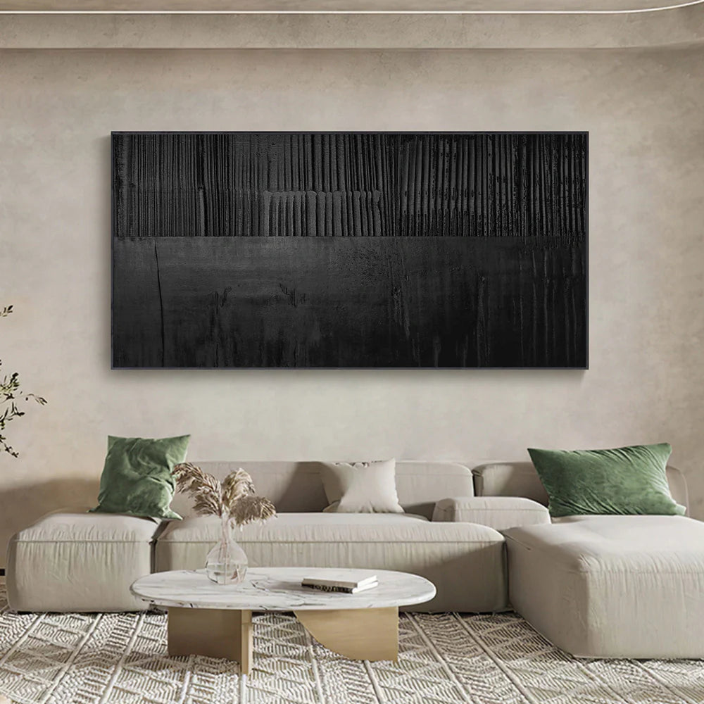 Black Minimalist Textured Wall Art #MT030