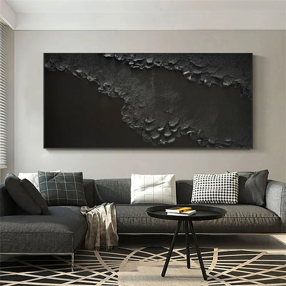 Black Minimalist Textured Wall Art #MT081