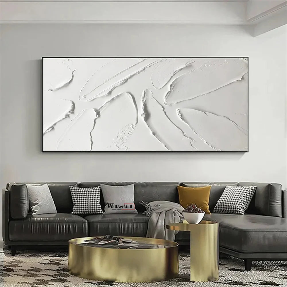 White Minimalist Textured Wall Art #MT127