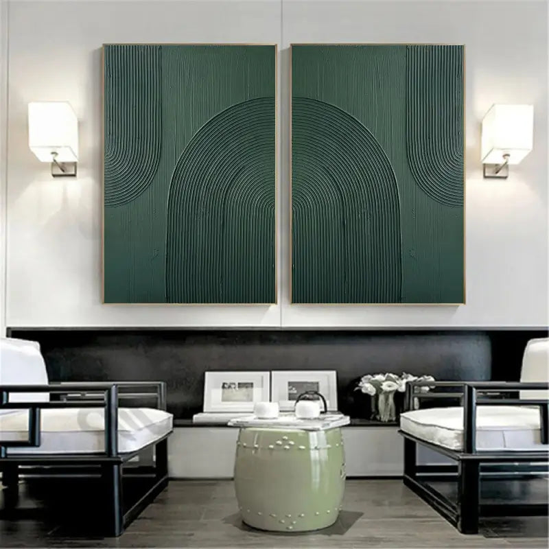 Green Minimalist Textured Wall Art Set of 2 #MT049