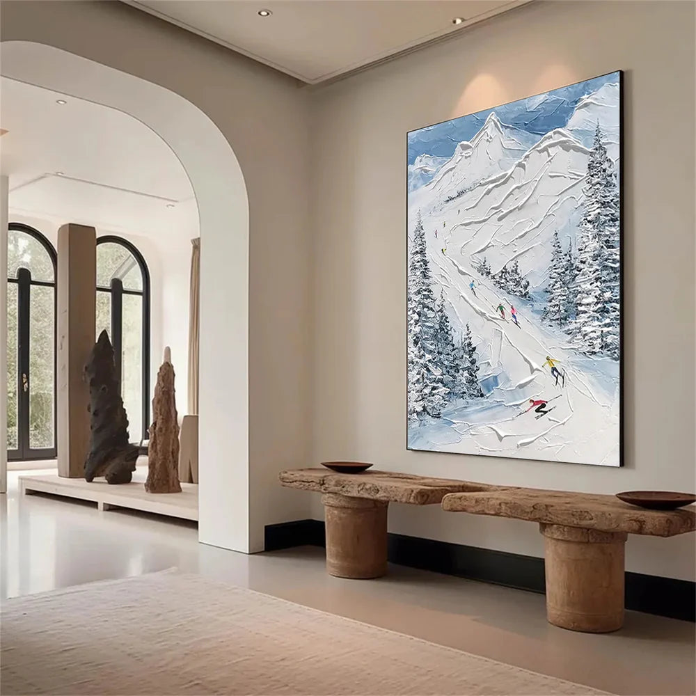 Skiing Sport Art Textured Canvas #PT020