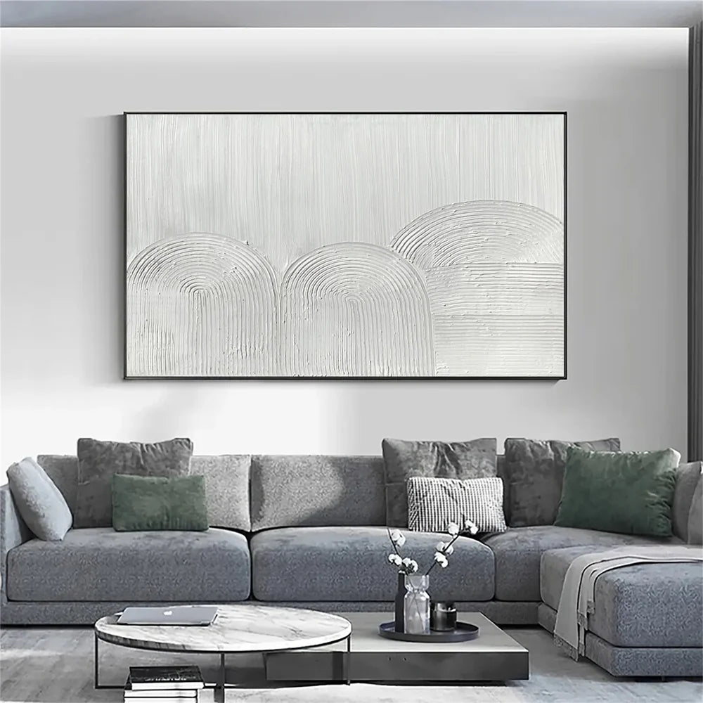 White Minimalist Textured Wall Art #MT126