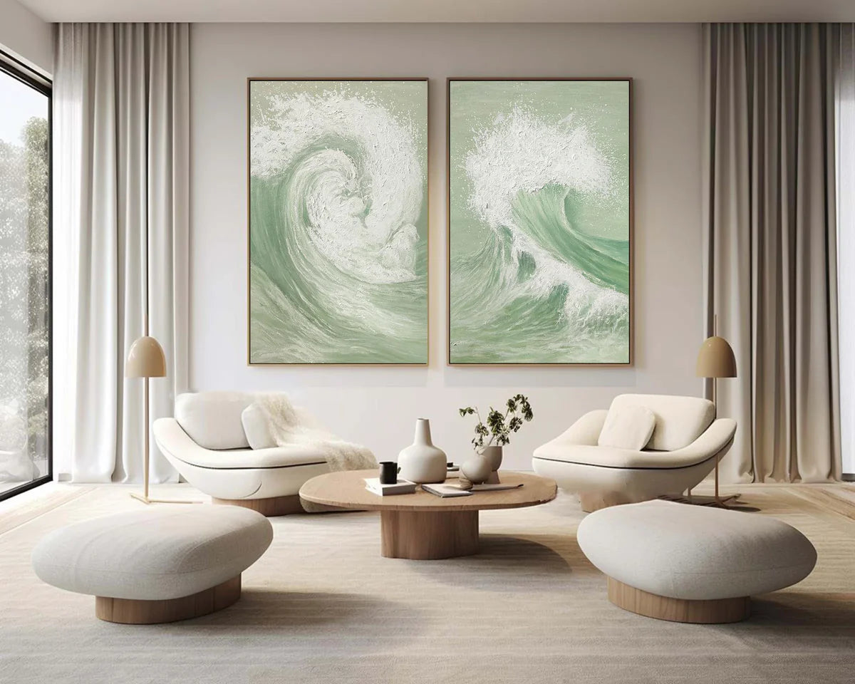 Ocean & Sky Abstract Set of 2 Wall Art #MO058