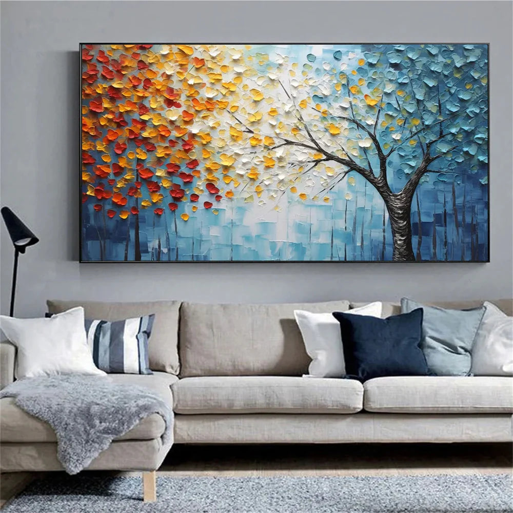 Flower & Tree Textured Abstract Wall Art #SF025