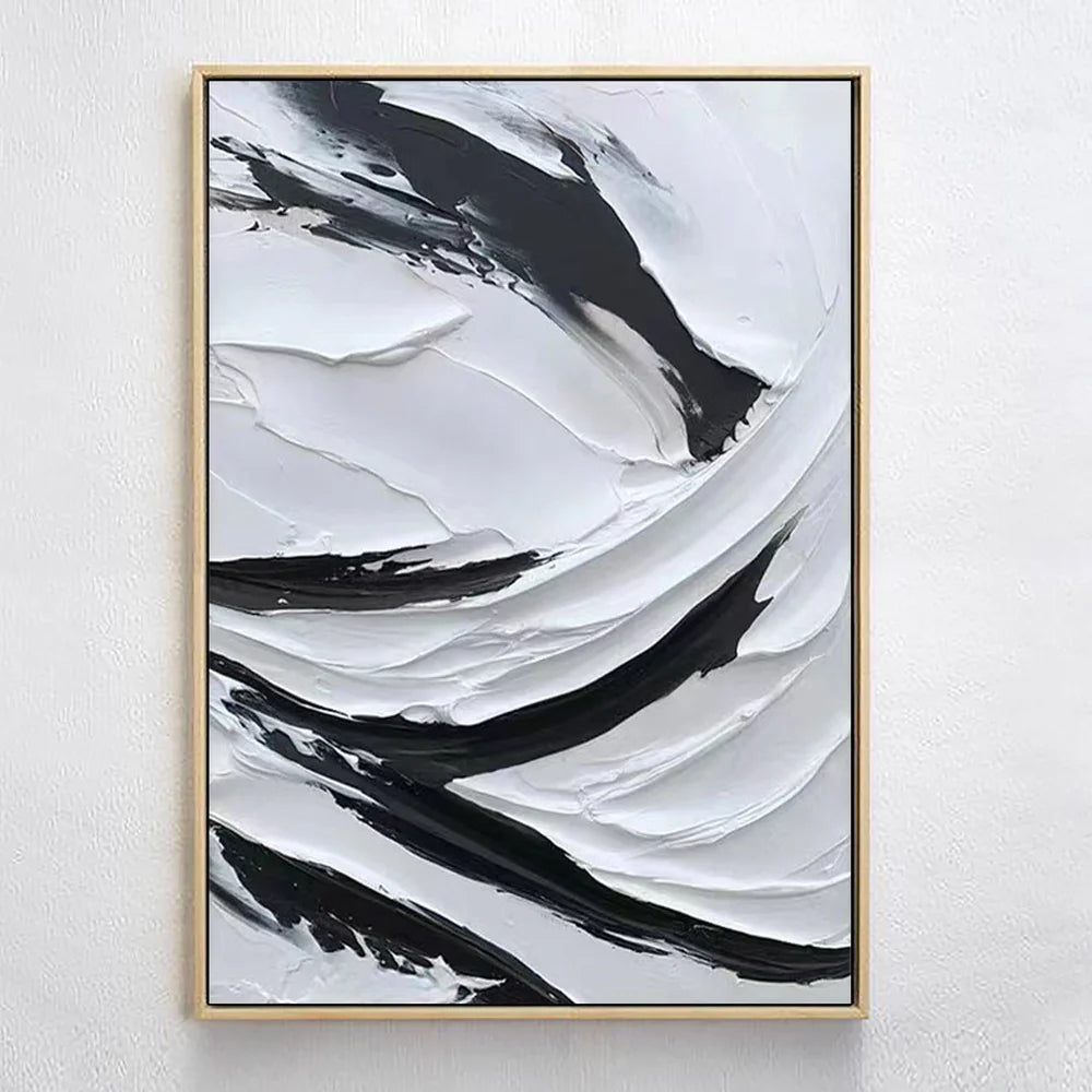 Black and White Minimalist Textured Wall Art #MT101