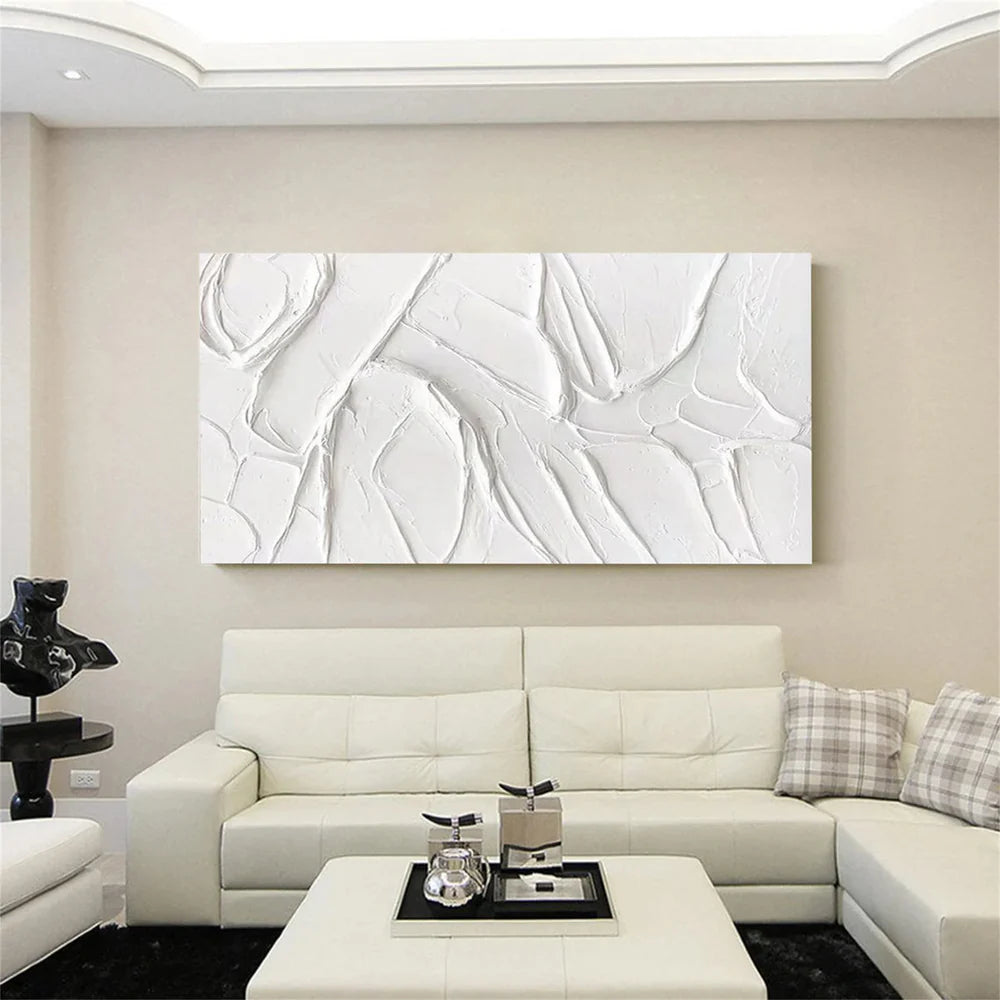White Minimalist Textured Wall Art #MT060