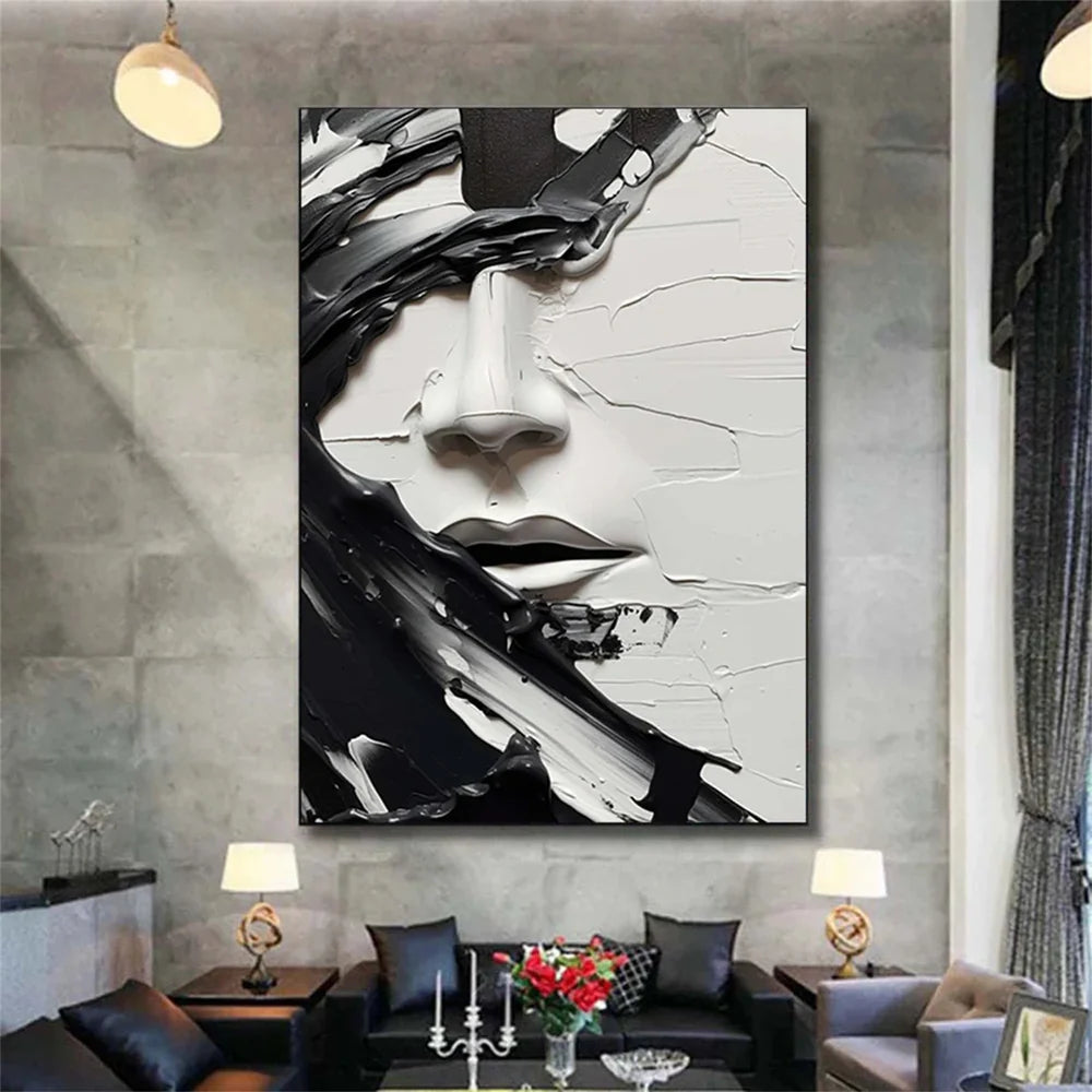 Abstract Portrait Textured Wall Art #PB006