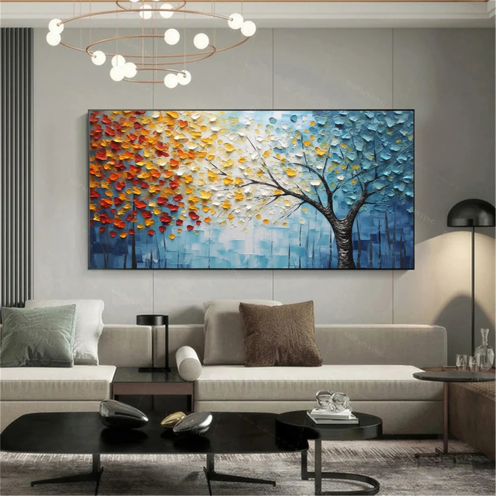 Flower & Tree Textured Abstract Wall Art #SF025