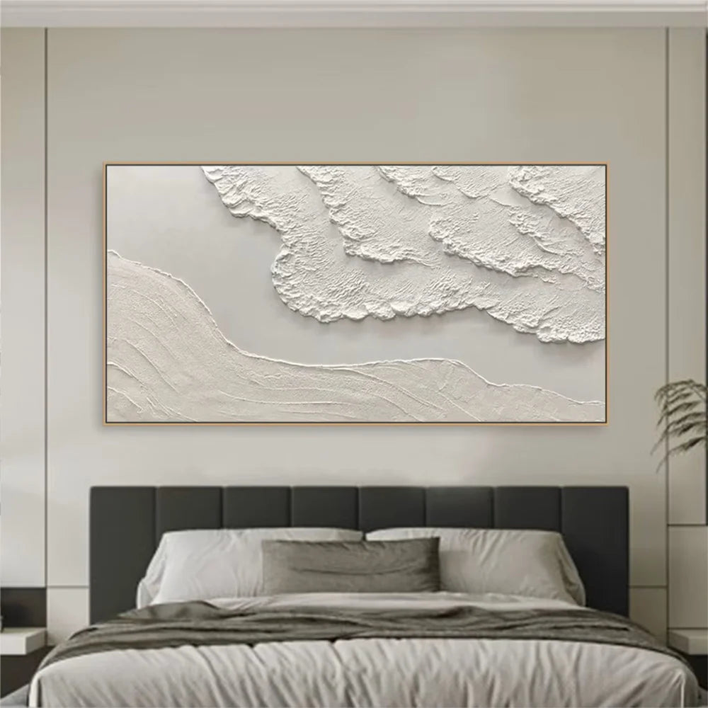 White Minimalist Textured Wall Art #MT072