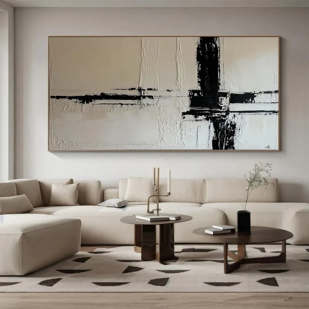 Black and White Minimalist Textured Wall Art #MT019