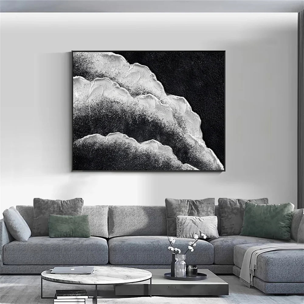 Black and White Minimalist Textured Wall Art #MT071