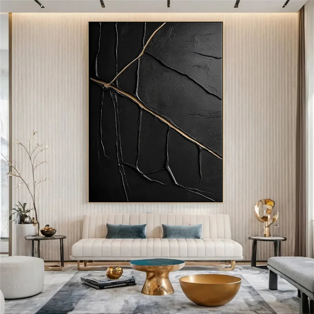 Black Minimalist Textured Wall Art #MT078